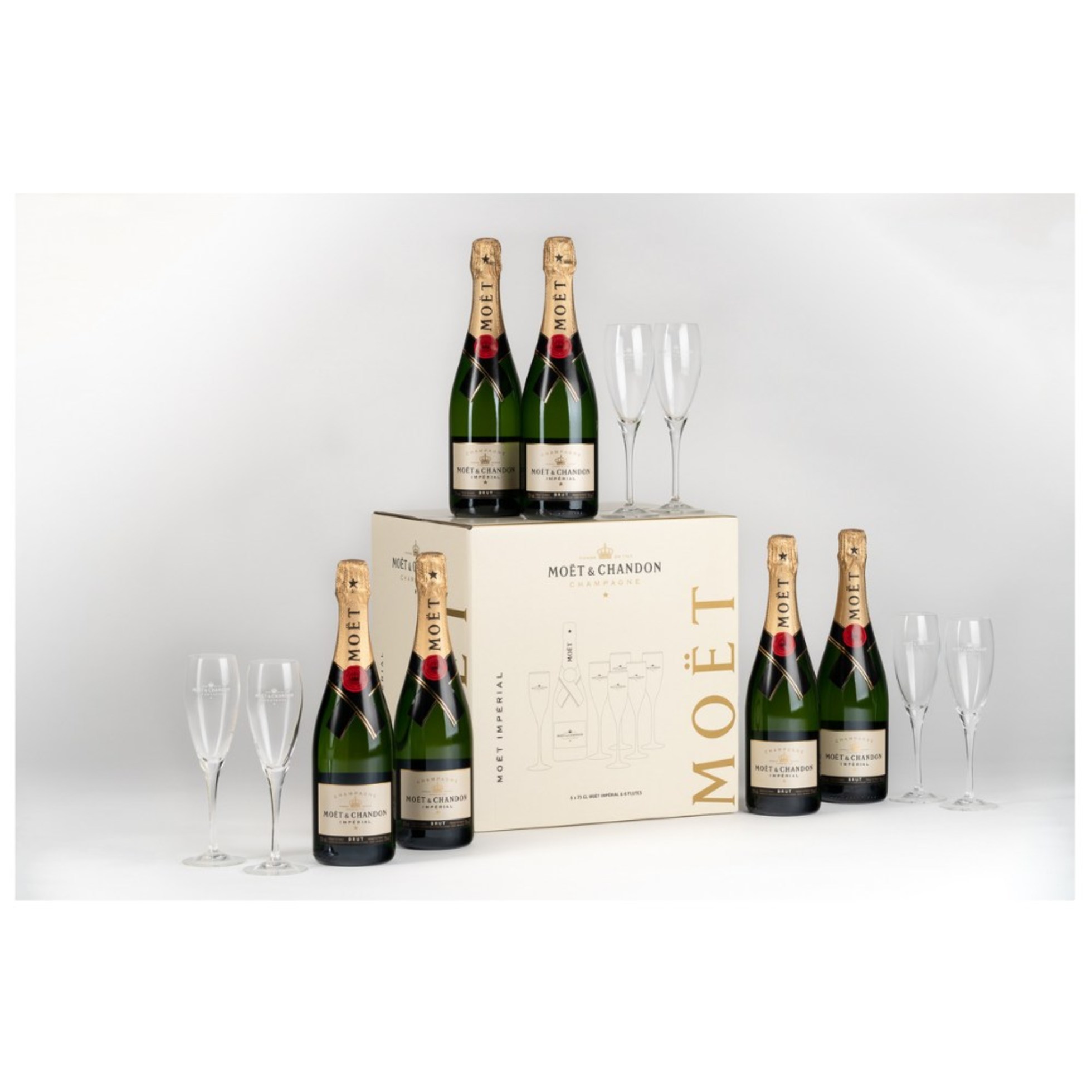 Moet & Chandon Party set (6 x Moet & Chandon Brut Imperial Brut NV + 6 ...